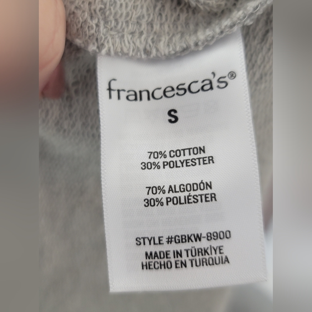 Franchesca's Cropped Sweatshirt Pearl-Embellished Grey- Small NWT - Picture 4 of 8